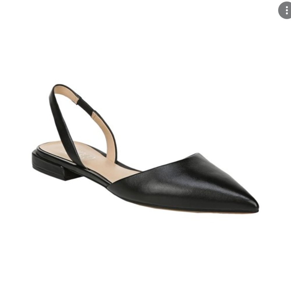 Franco Sarto Black Nikki Leather Slingback Flats